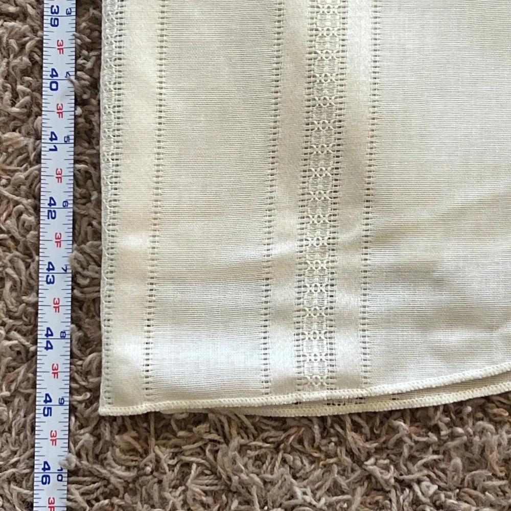 Vintage Cream Oblong Tablecloth Lace Stripe 58